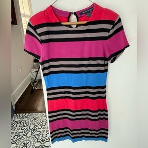 French Connection Pink and Blue Striped Mini Dress